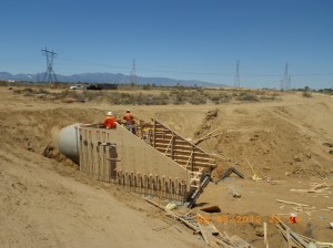 Conco Construction's team working on the storm drain installation