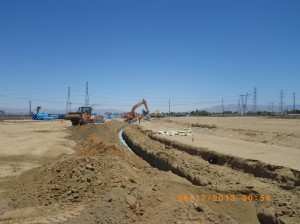 Laying pipe for the storm drain